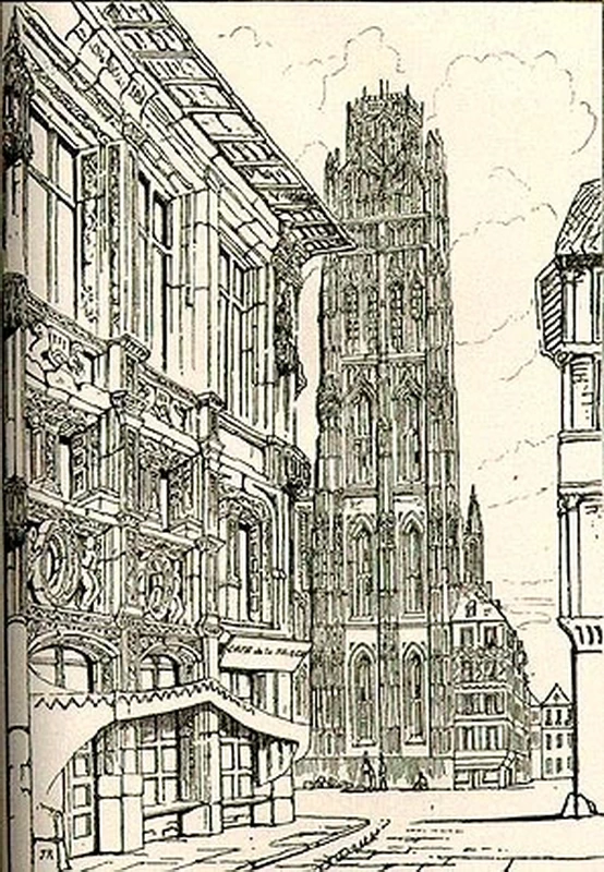 La guglia della cattedrale, Rouen, 1835